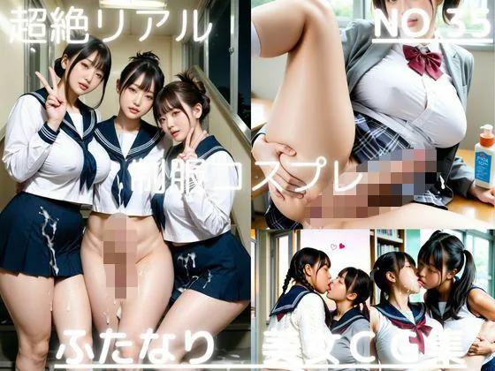超絶リアル！！制服コスプレ！かわいいふたなりCG集 No.35【アナル見せ・オナニー・セックス・キス・兜合わせ】大容量498枚｜サンプル画像1｜オリジナル